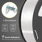 Silk PLA+ 3D Filament 1.75mm White 1KG/Roll