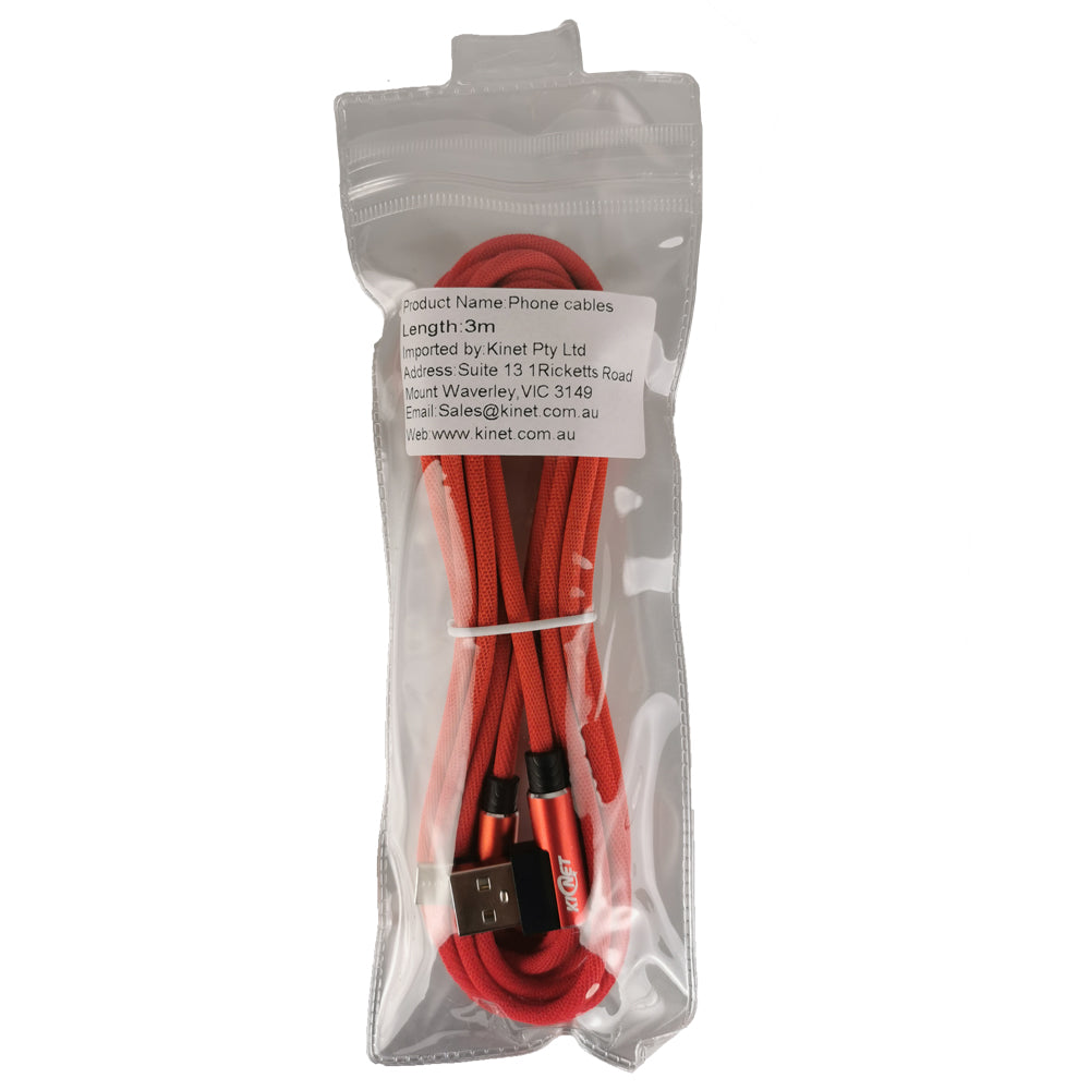 Type-C Double Elbow Cotton Linen Red Charging Cable Secondary image