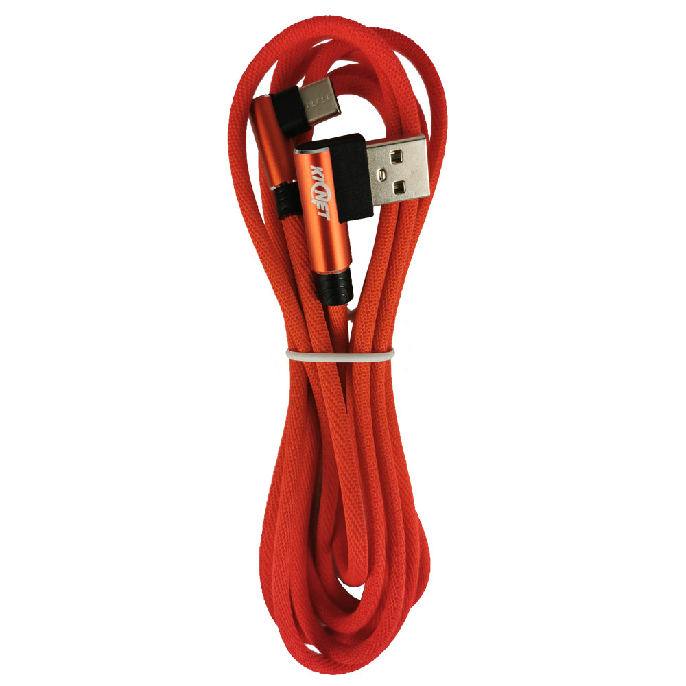 Type-C Double Elbow Cotton Linen Red Charging Cable