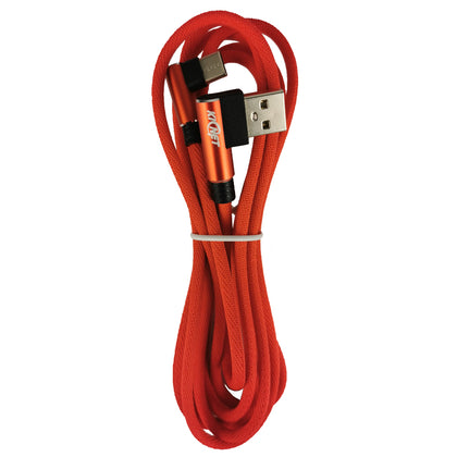 Type-C Double Elbow Cotton Linen Red Charging Cable