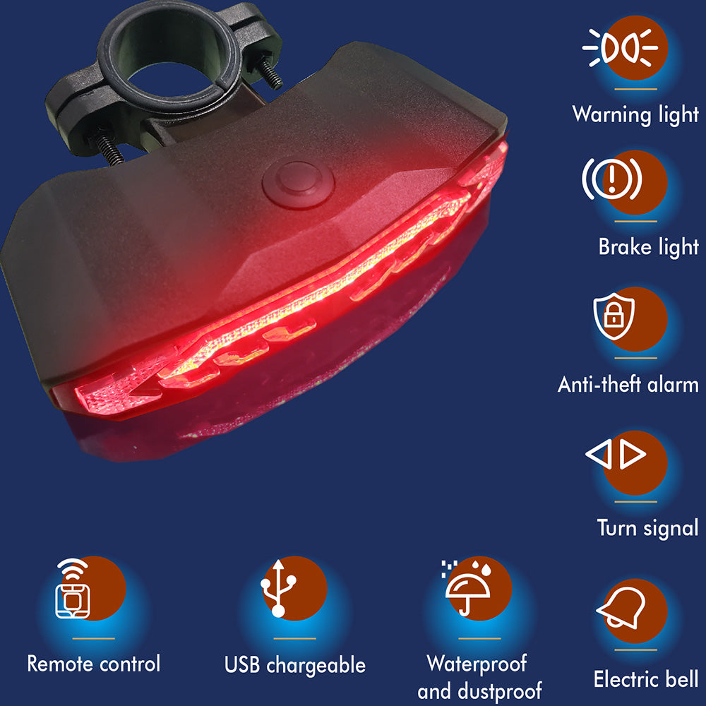 SF31 Smart Bike AlarmTailight with Warning light/Brake light/Turn signal/Electric bell/Anti-theft alarm