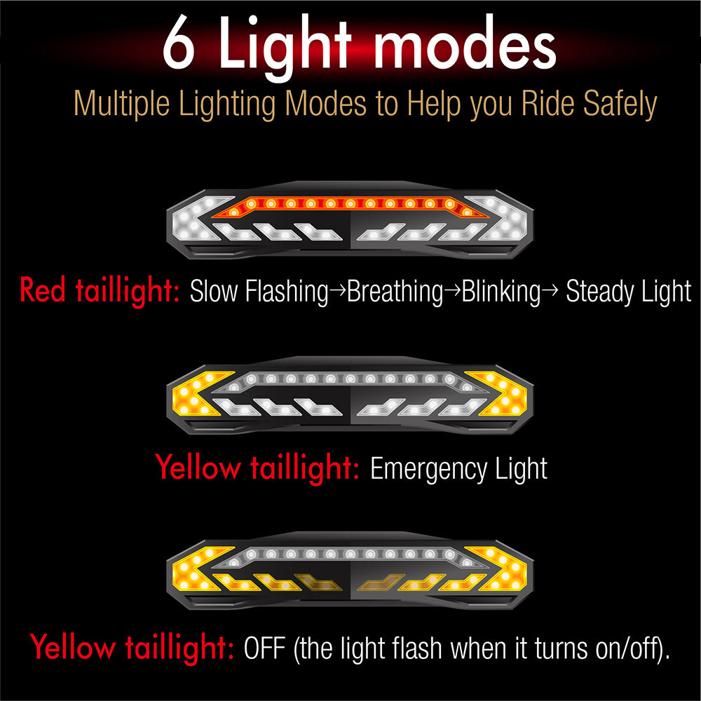 SF31 Smart Bike AlarmTailight with Warning light/Brake light/Turn signal/Electric bell/Anti-theft alarm