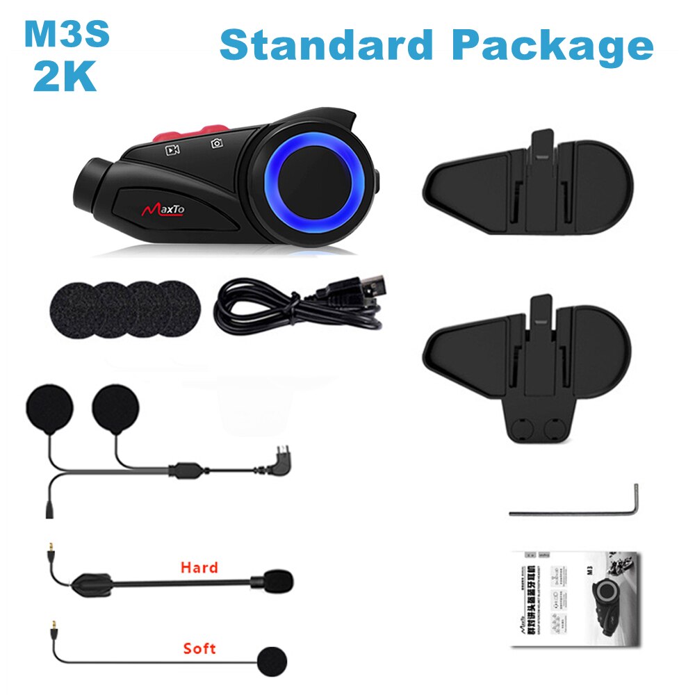 Maxto M3S Motorcycle Helmet Headset Intercom With Camera 2K Video Recorder Secondary image