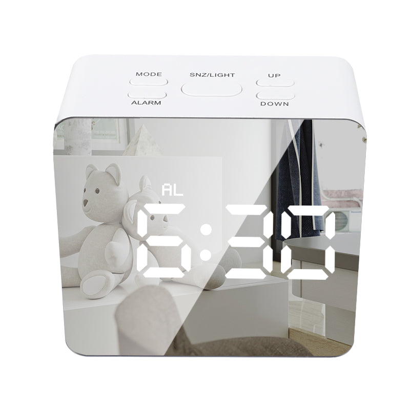 LED Mirror Digital Alarm Clock Night Lights Thermometer Multi-function Watch Main image