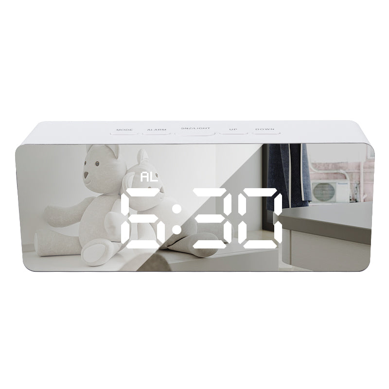 LED Mirror Digital Alarm Clock Night Lights Thermometer Multi-function Watch