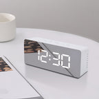 LED Mirror Digital Alarm Clock Night Lights Thermometer Multi-function Watch