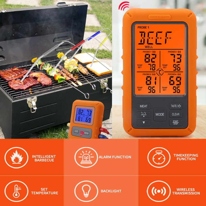 TS-TP40-B 4 Sonde Termometro da Cucina Digitale Termometro Wireless Meat  BBQ Food Smoker Termometro
