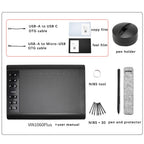 VIN1060PLUS 10x6 inch Digital Drawing Tablet 8192 Pressure Sensitivity Tablet Battery-Free Pen Hand Painted Tablet