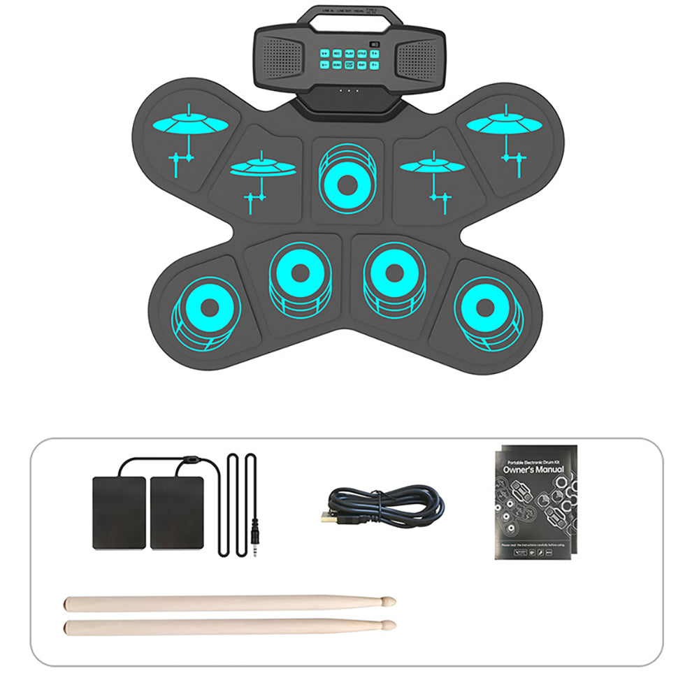 WGS505 Electronic Hand  Roll Up Drum Kit 9 Pad with Drumsticks Foot Pedals Main image
