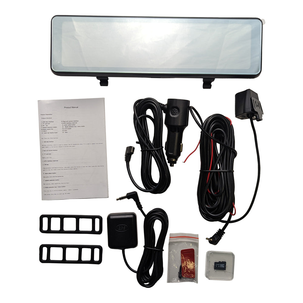 Full-Size Starlight Night Vision Touch Screen Rearview Mirror Dual Channel Recorder