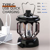 LED Camping Light Portable Retro Lantern USB Rechargeable Waterproof Outdoor