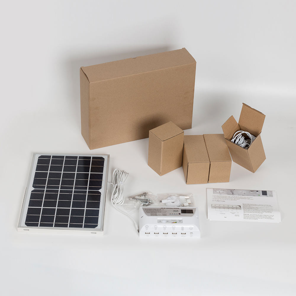 YH1006 12W Solar panel 4 LED bulbs Portable Solar Power  Lighting Kit Secondary image