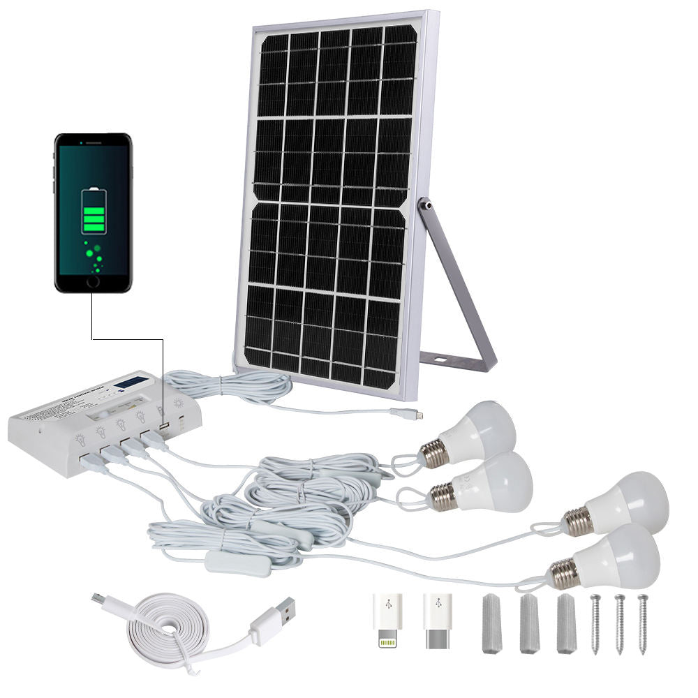 YH1006 12W Solar panel 4 LED bulbs Portable Solar Power  Lighting Kit Main image