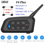 EJEAS V4 Plus Motorcycle Helmet Intercom Headset Bluetooth 1500M 4 Riders