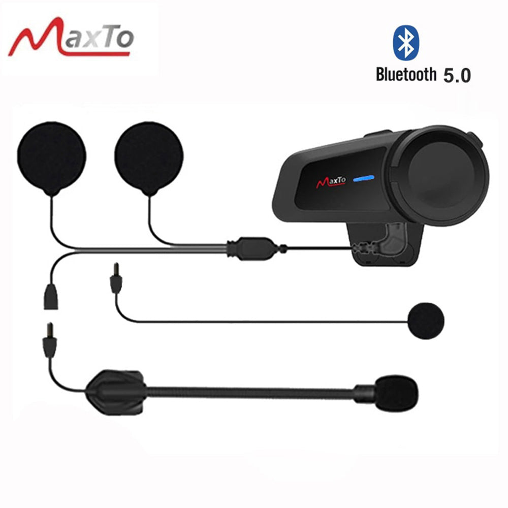 MAXTO M2 1000M Motorcycle Interphone Helmet Bluetooth Headset Moto Wireless Intercom for 6 Riders Talking FM Radio Waterproof