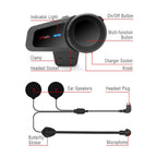 MAXTO M2 1000M Motorcycle Interphone Helmet Bluetooth Headset Moto Wireless Intercom for 6 Riders Talking FM Radio Waterproof